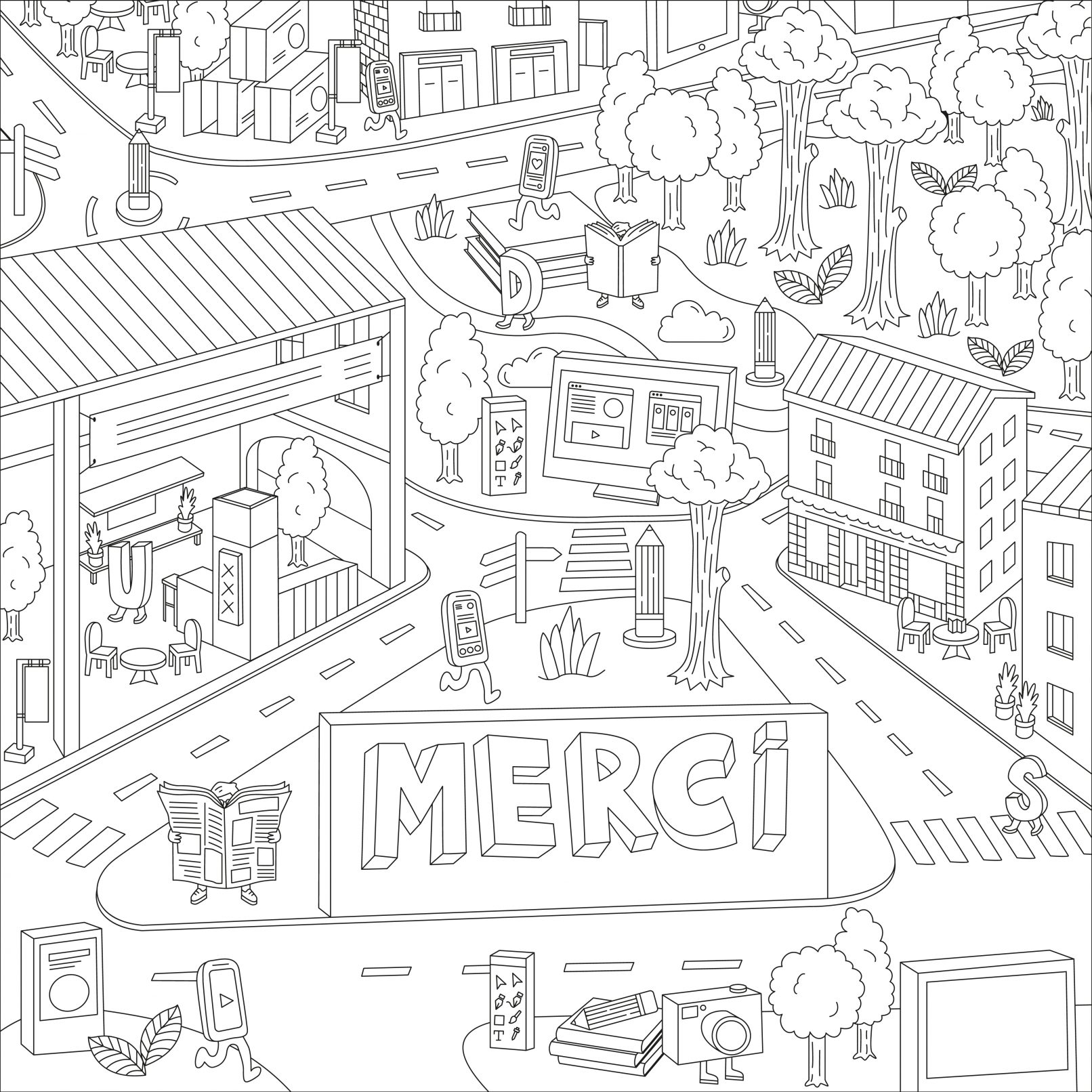 coloriage UN DES SENS